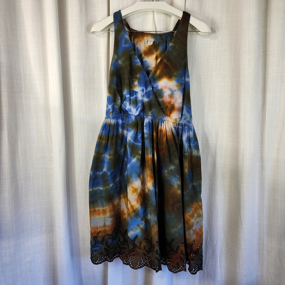 Old Navy Blue and Brown Tie-Dye Mini Dress